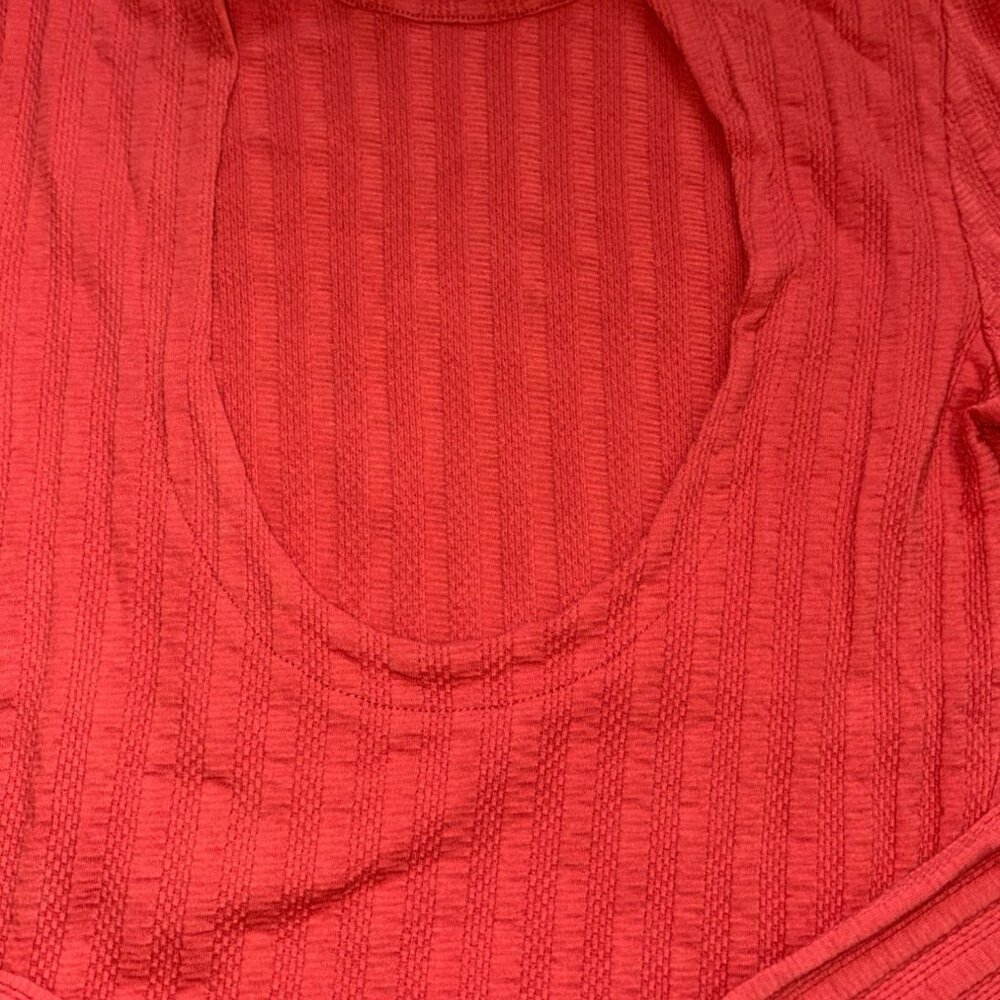 Free People 'Party In The Back' Long Sleeve Textured Blouse-Canyon Red-Size Larg - Picture 6 of 7